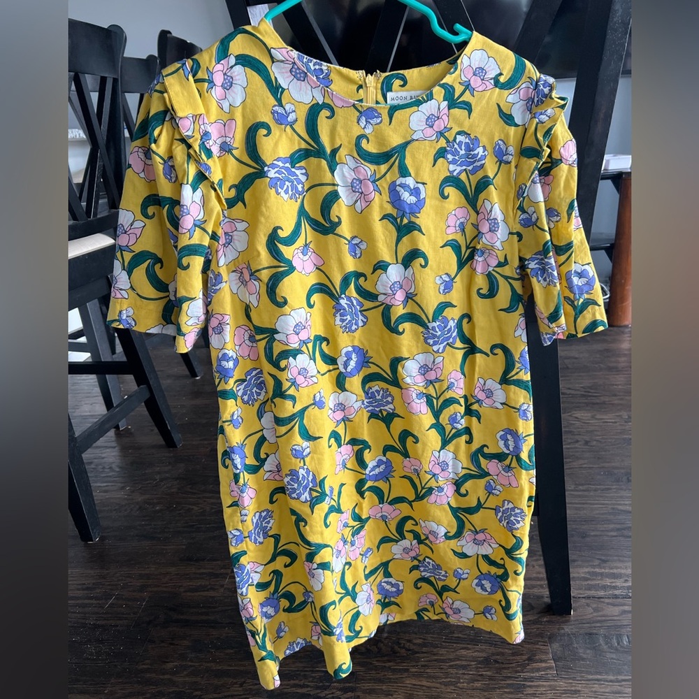 Moon River linen Yellow Floral Dress Medium